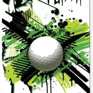 image of golf player and golf ball on custom bag tag