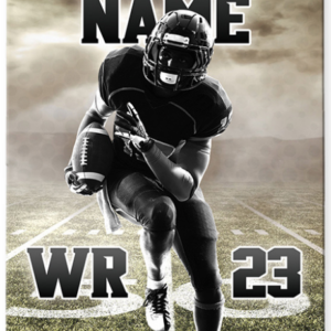 image of football player on custom bag tag