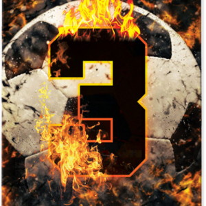 image of flaming soccer ball custom sports bag tag