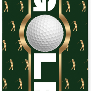 image of gold and green golf bag tag